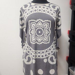 S. Line Grey White 100 polyester dress StyleT20880 Large Flowing